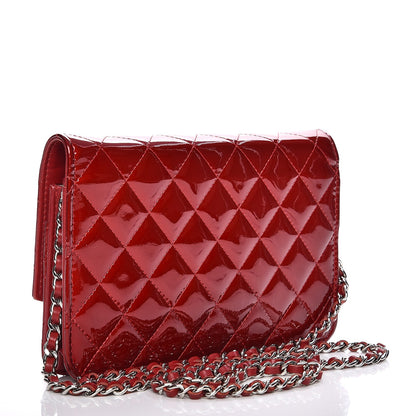 Chanel Patent Quilted Brilliant Wallet On Chain WOC Red 3 of 11