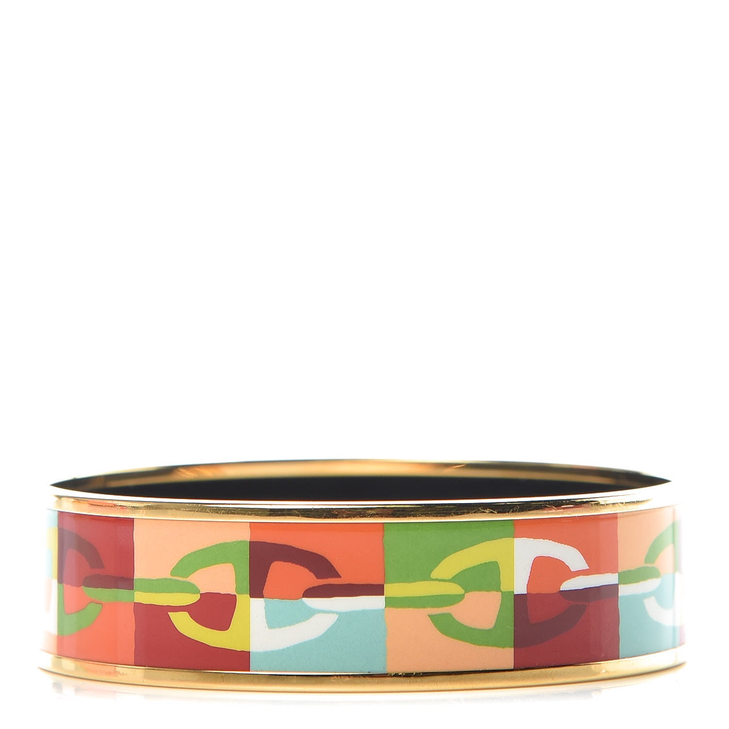 Hermes Enamel Printed Optique Chaine D'Ancre Wide Bracelet 70 1 of 6