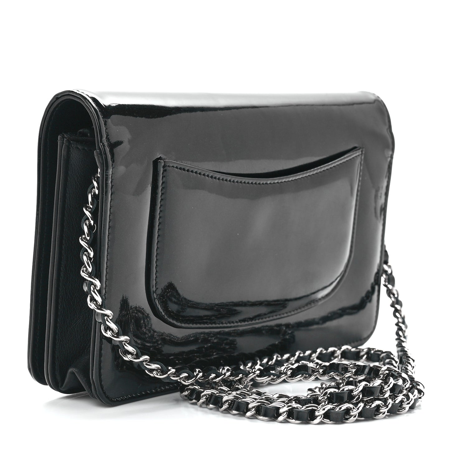 Patent Strass Wallet On Chain WOC Black