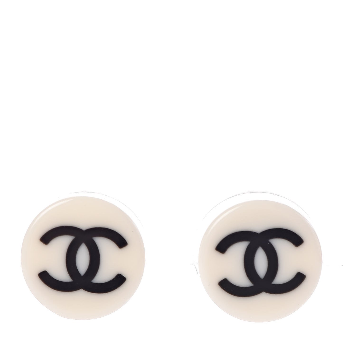 Resin CC Stud Earrings Black White