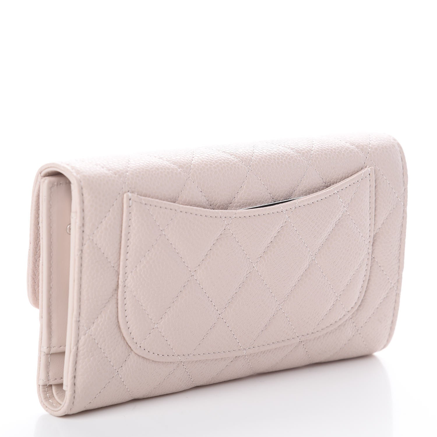 Chanel Caviar Quilted Long Gusset Flap Wallet Light Pink 2 of 7