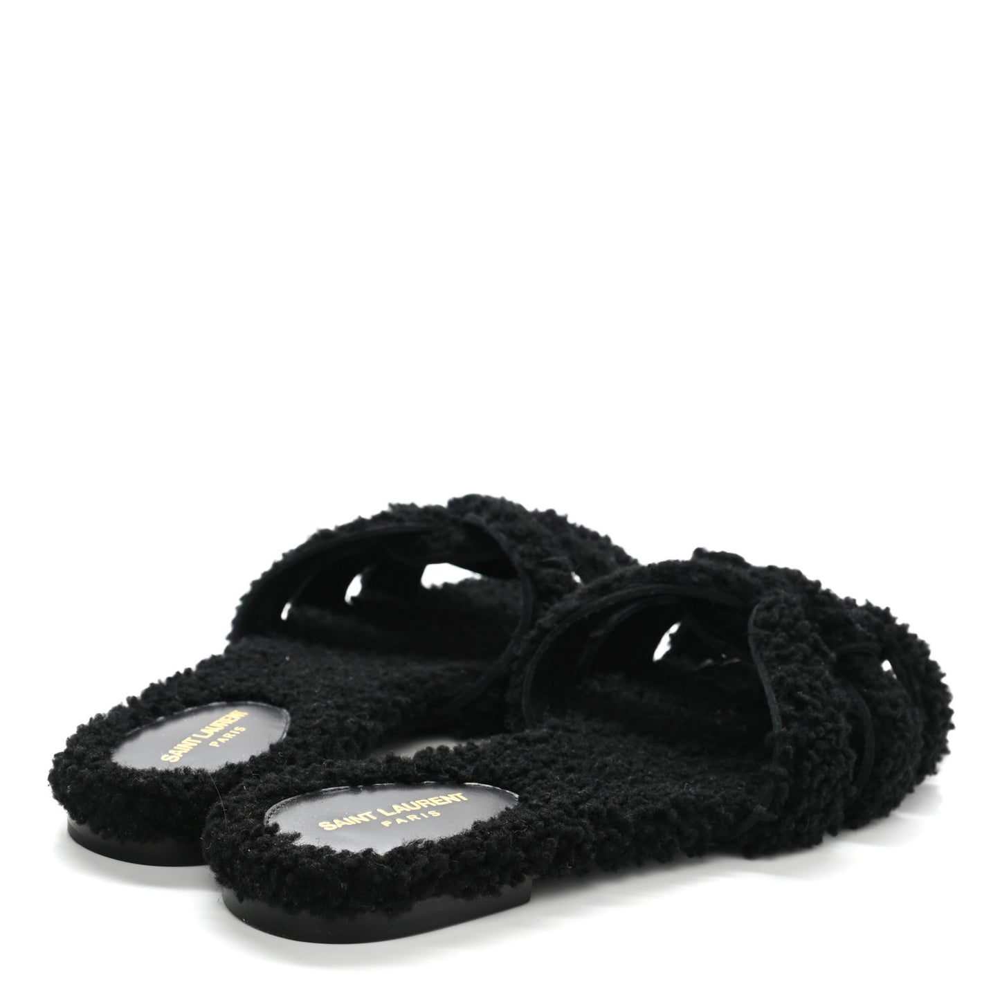 Shearling Tribute Flat Mules 37.5 black