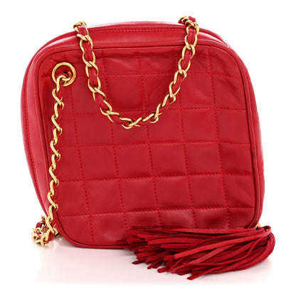 Chanel Lambskin Quilted Tassel Clutch Red 1 of 15