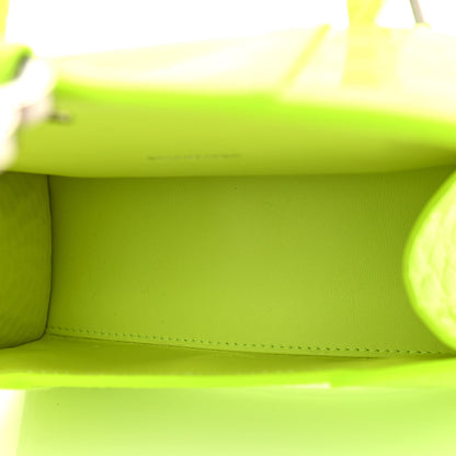 Balenciaga Shiny Calfskin Crocodile Embossed Hourglass Top Handle Bag XS Fluo Yellow 5 of 11