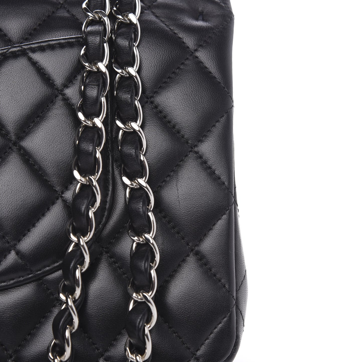 Lambskin Quilted Medium Double Flap Black