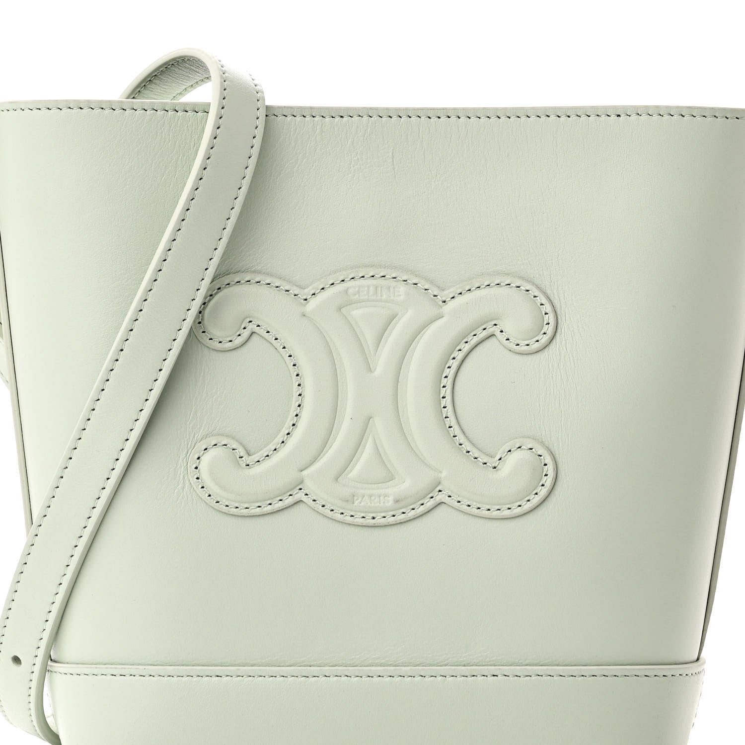Celine Smooth Calfskin Small Cuir Triomphe Bucket Bag Jade 7 of 9