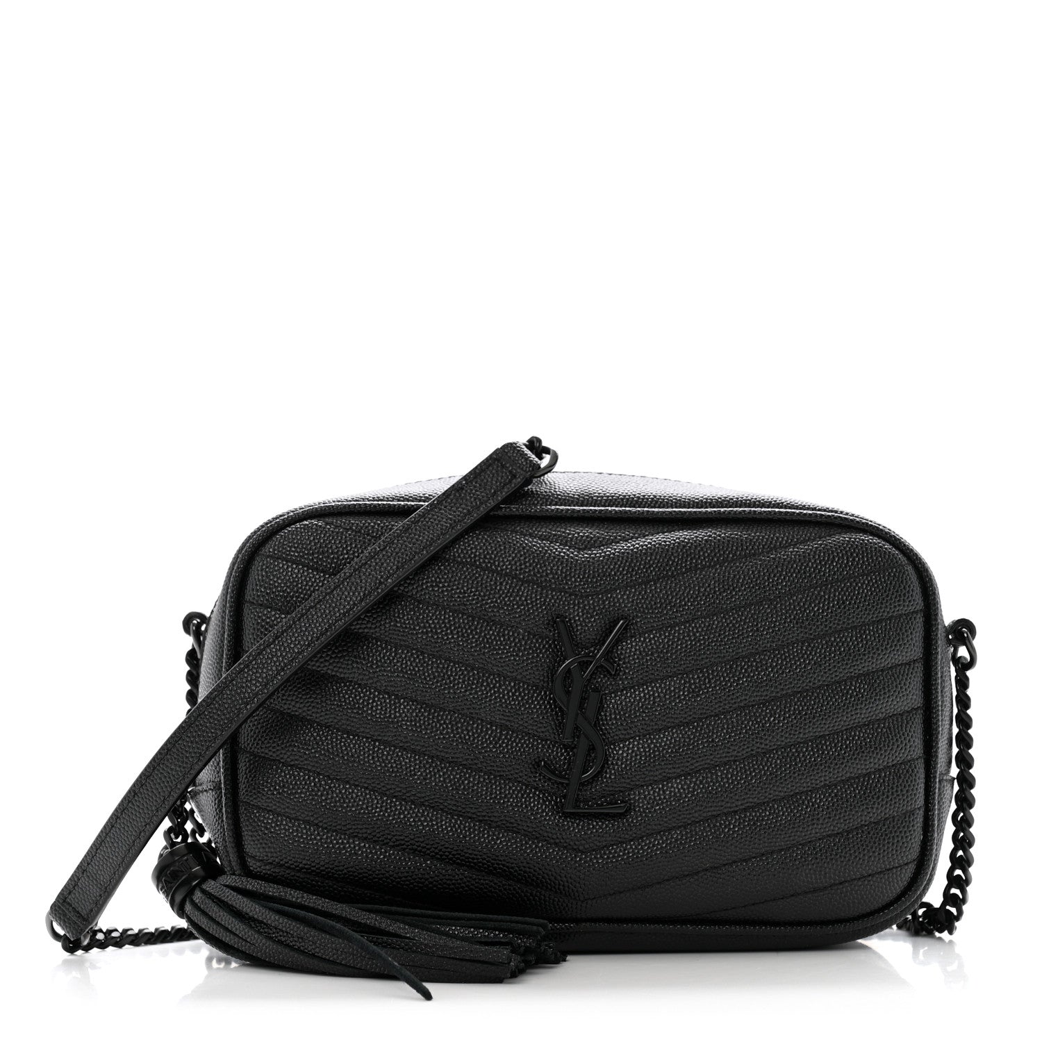 Saint Laurent Grain De Poudre Matelasse Monochrome Monogram Mini Lou Camera Bag Black 1 of 14