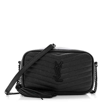 Saint Laurent Grain De Poudre Matelasse Monochrome Monogram Mini Lou Camera Bag Black 1 of 14
