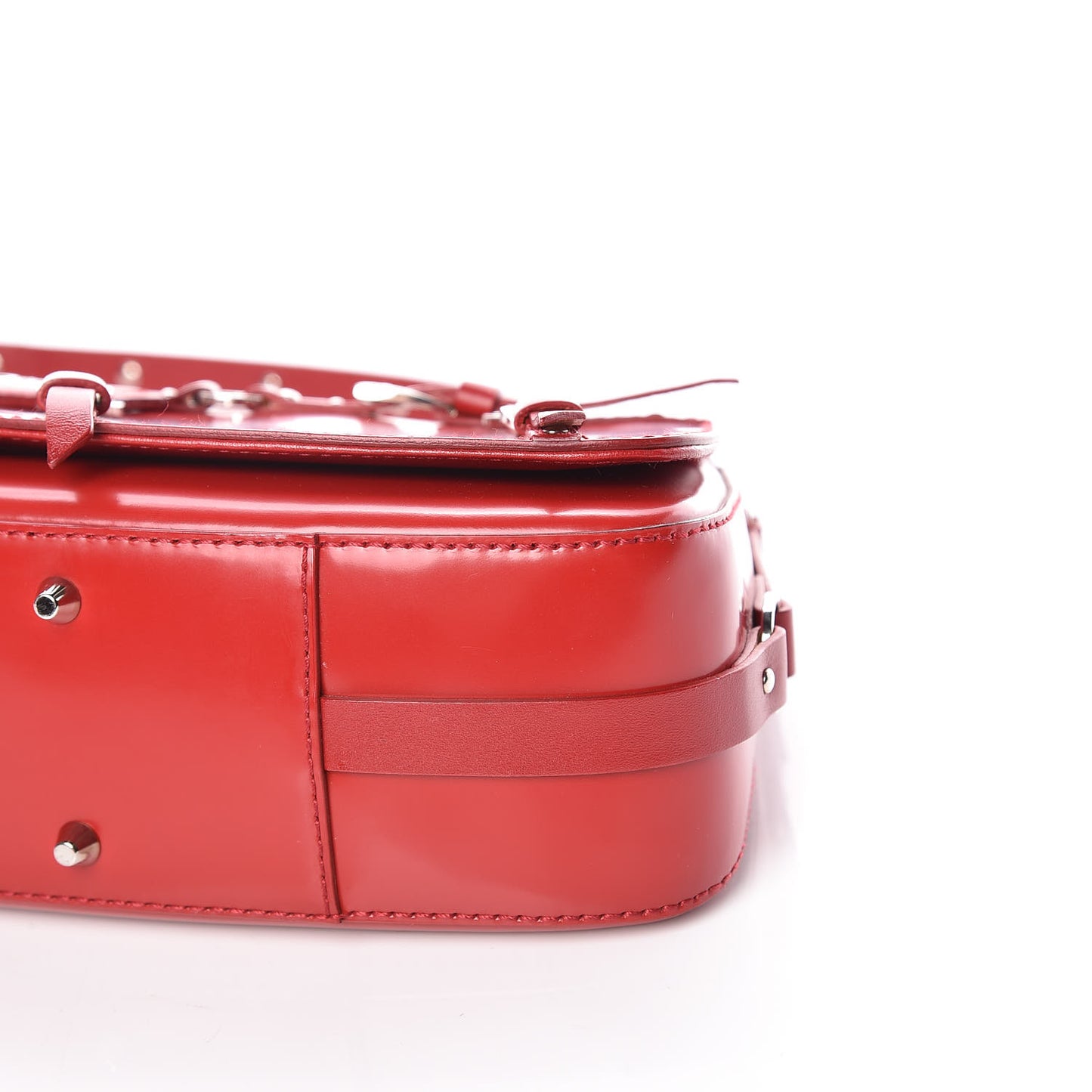 Glazed Calfskin Shoulder Bag Rouge