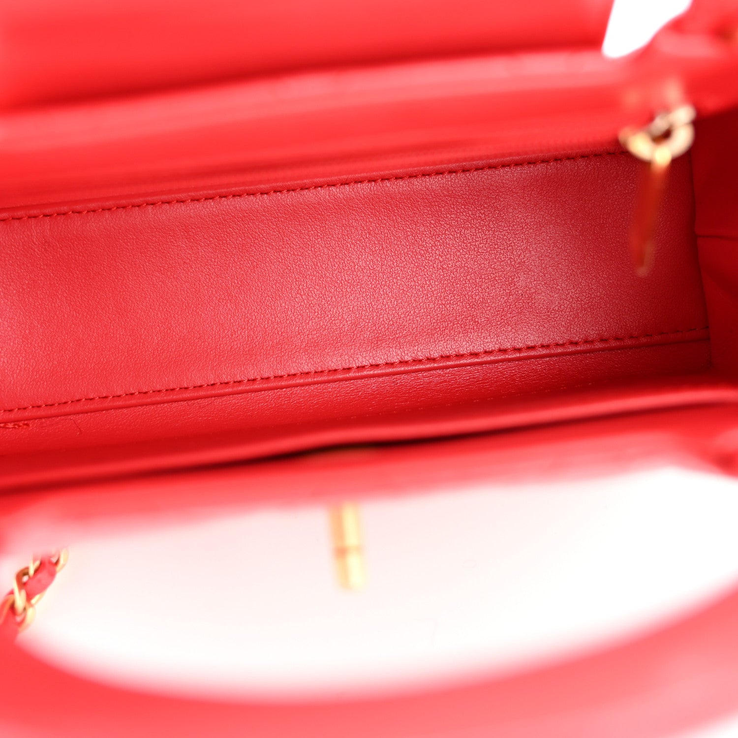 Chanel Shiny Aged Calfskin Quilted Nano Kelly Shopper Red 5 of 12