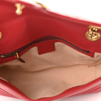 Gucci Calfskin Matelasse Small GG Marmont Shoulder Bag Hibiscus Red 5 of 9