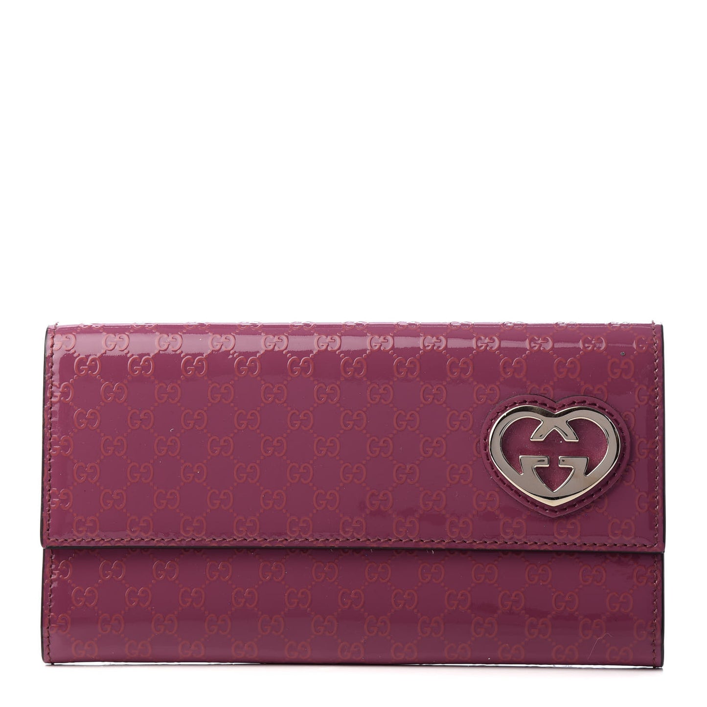 Patent Microguccisima Lovely Heart Continental Wallet Peonia Flower
