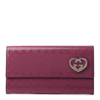 Gucci Patent Microguccisima Lovely Heart Continental Wallet Peonia Flower 1 of 8