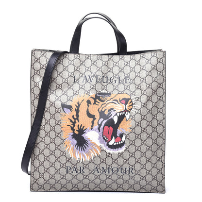 Gucci GG Supreme Monogram L'Aveugle Par Amour Print Vertical Tote Black 1 of 8