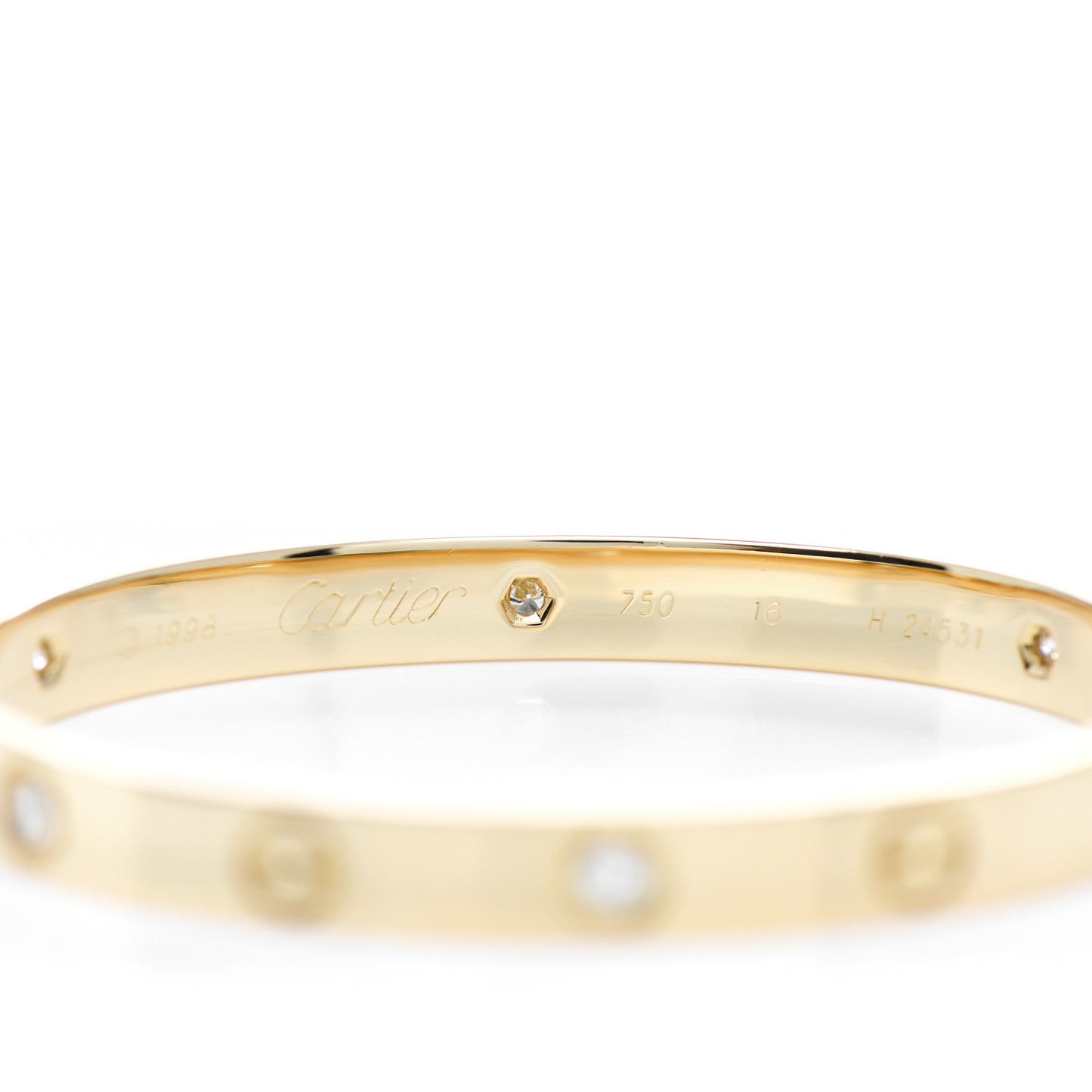 18K Yellow Gold 6 Diamond LOVE Bracelet 16