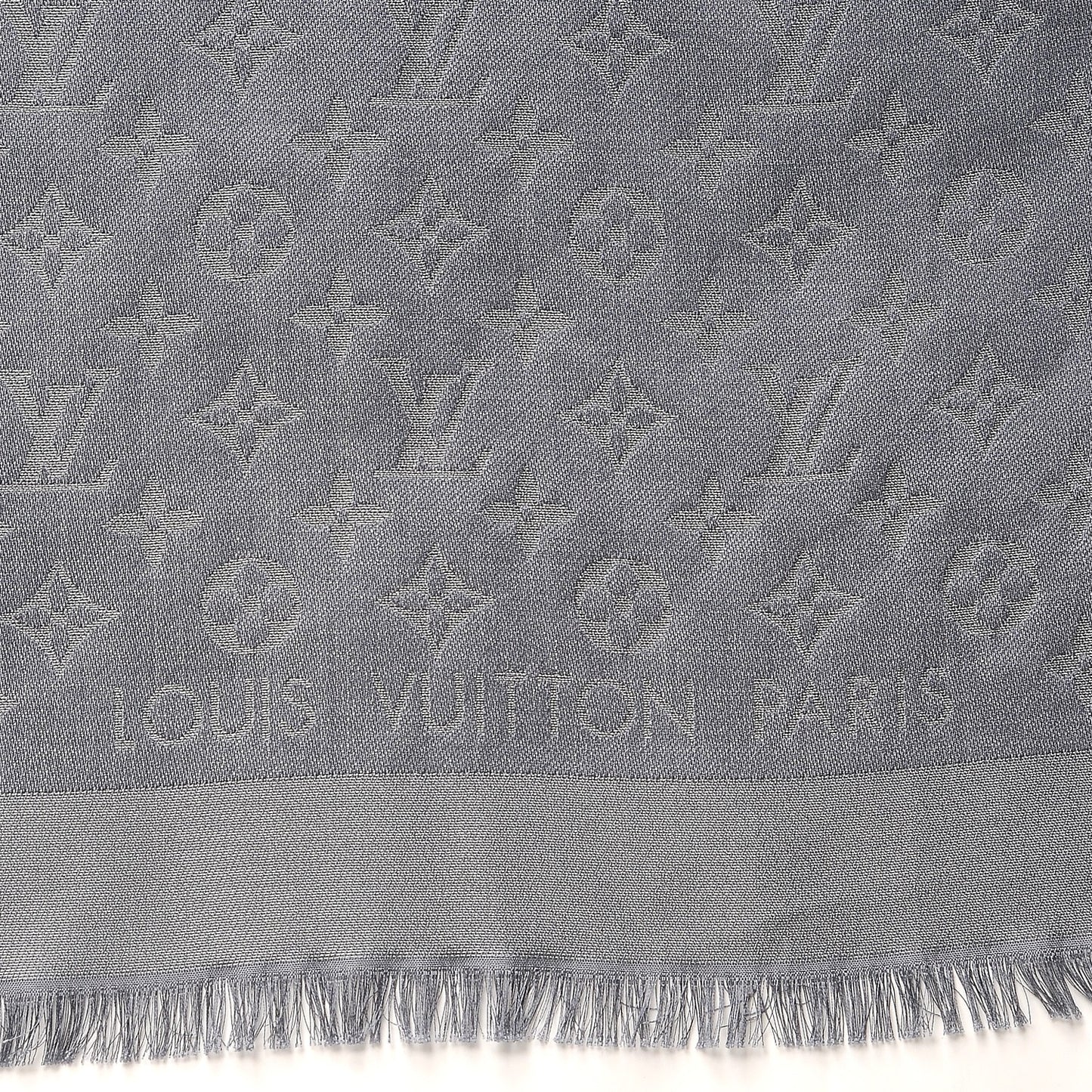 Silk Lurex Wool Monogram Shine Shawl Charcoal Grey