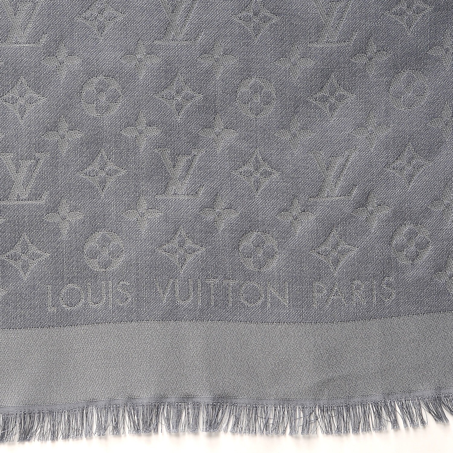 Louis Vuitton Silk Lurex Wool Monogram Shine Shawl Charcoal Grey 3 of 4