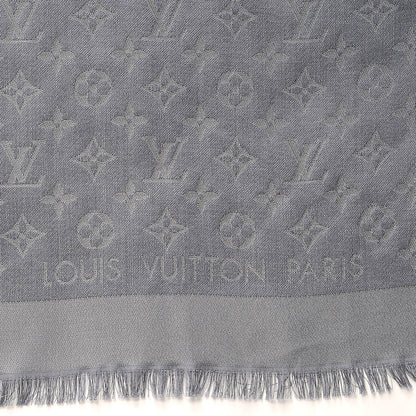 Louis Vuitton Silk Lurex Wool Monogram Shine Shawl Charcoal Grey 3 of 4