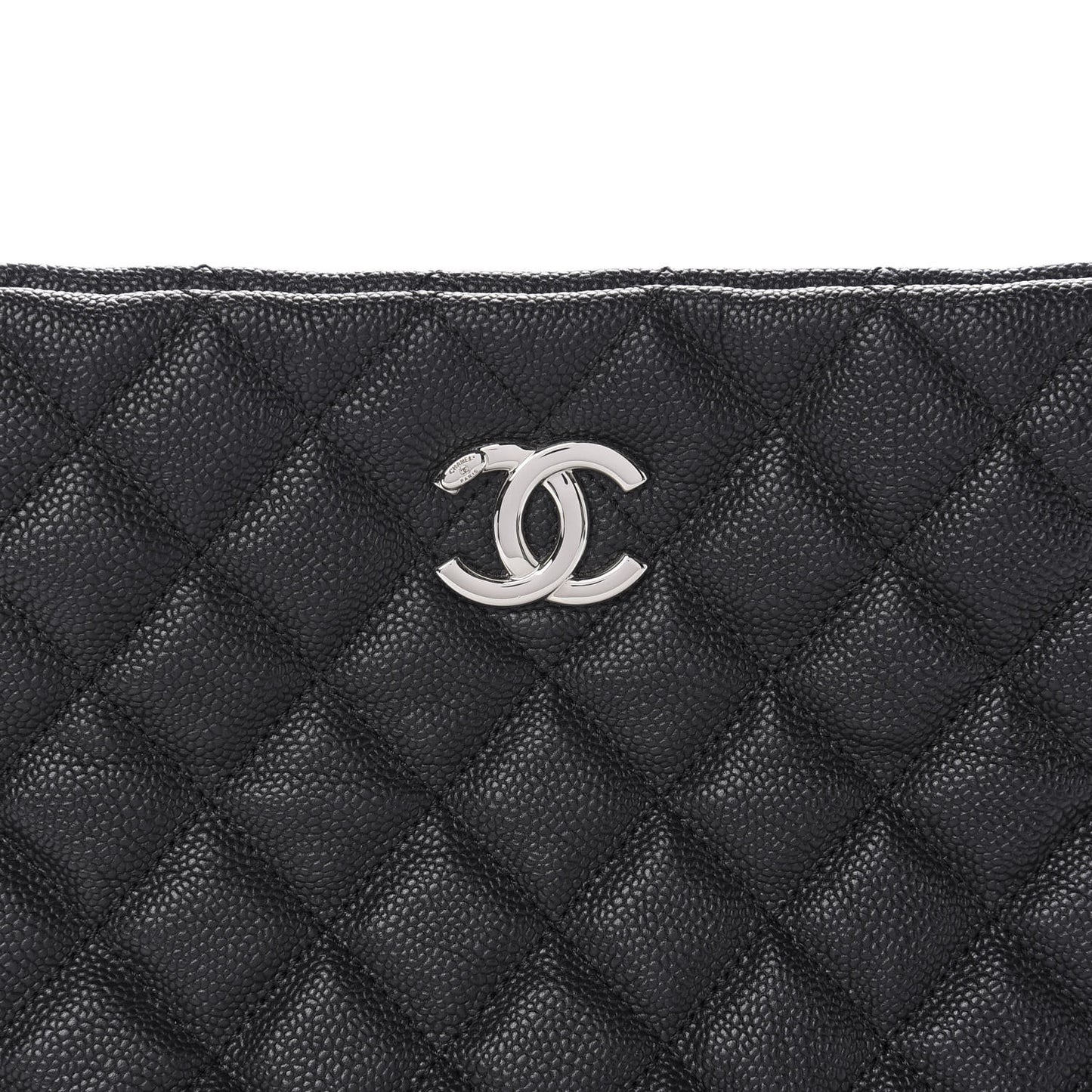 Caviar Quilted CC Shopping Tote Black