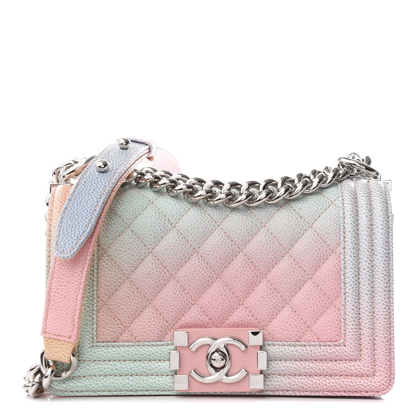 Caviar Quilted Small Cuba Rainbow Boy Flap Multicolor
