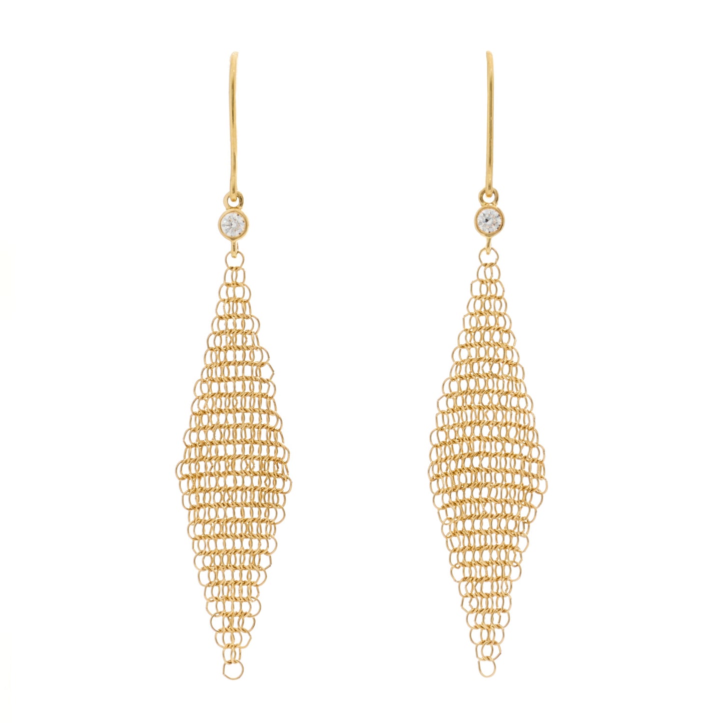 18K Yellow Gold Diamond Mini Elsa Peretti Mesh Earrings