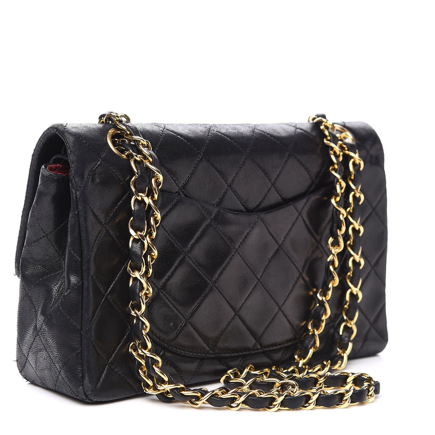 Lambskin Quilted Small Double Flap Black