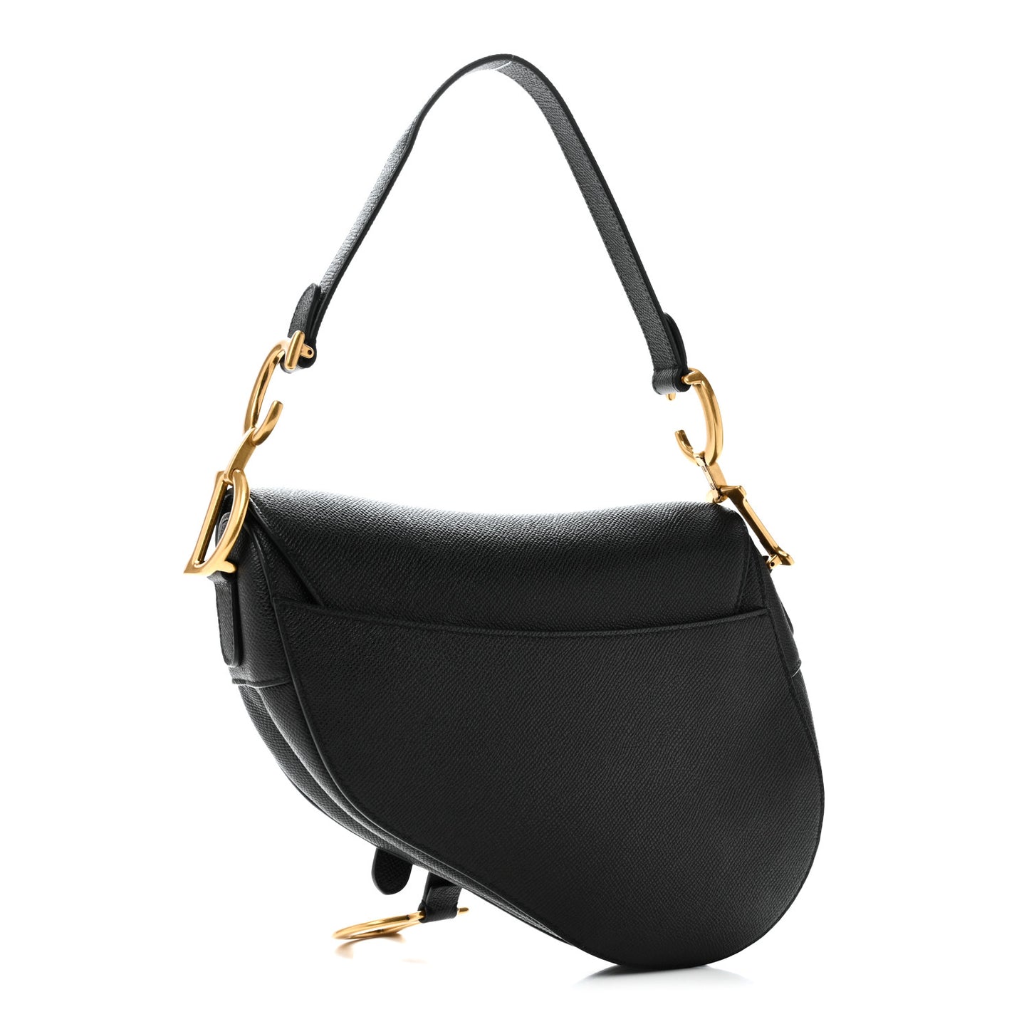 Grained Calfskin Saddle Bag Black