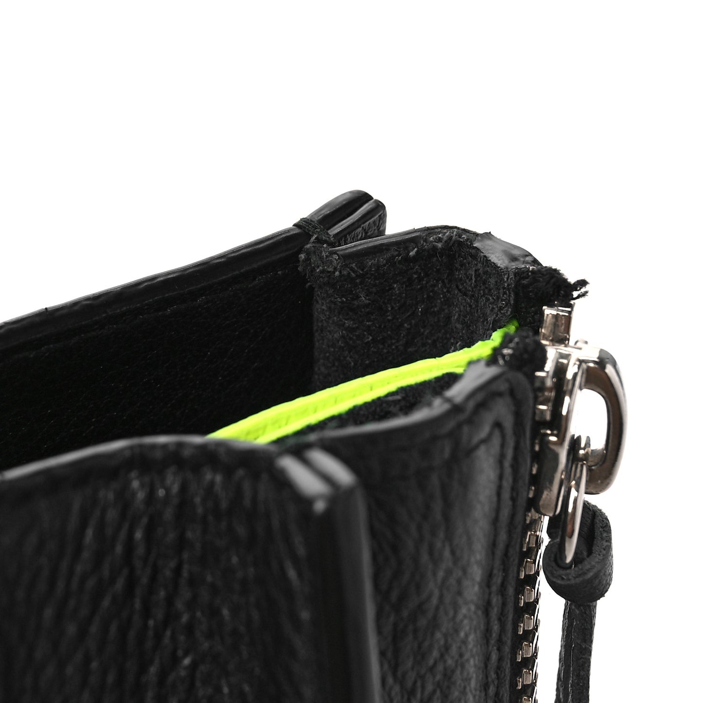 Calfskin Papier Mini A4 Zip Around Tote Black Chartreuse