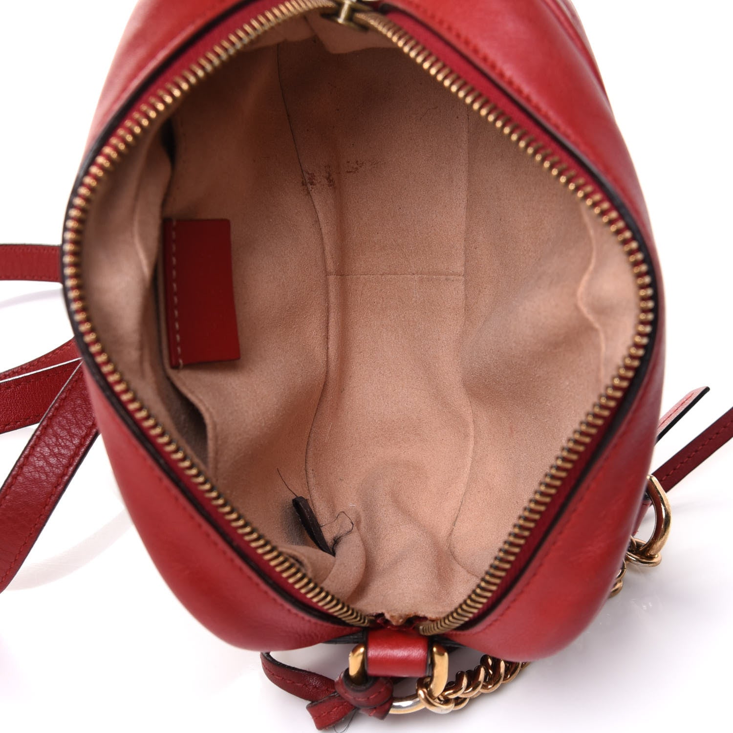 Gucci Calfskin Matelasse Mini GG Marmont Chain Shoulder Bag Hibiscus Red 5 of 12