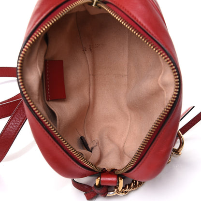 Gucci Calfskin Matelasse Mini GG Marmont Chain Shoulder Bag Hibiscus Red 5 of 12