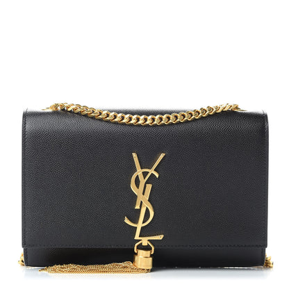 Saint Laurent Grain De Poudre Small Classic Monogram Kate Tassel Satchel Black 1 of 8