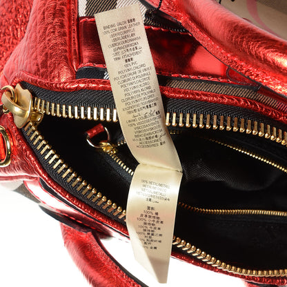 Burberry Prorsum House Check Calfskin Small Blaze Satchel Metallic Cadmium Red 8 of 11