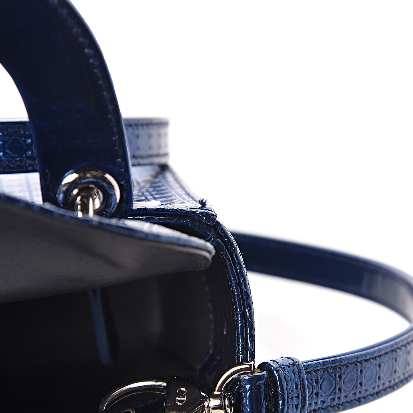 Metallic Patent Micro-Cannage Mini Lady Dior Blue