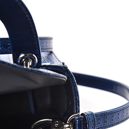 Christian Dior Metallic Patent Micro-Cannage Mini Lady Dior Blue 6 of 10
