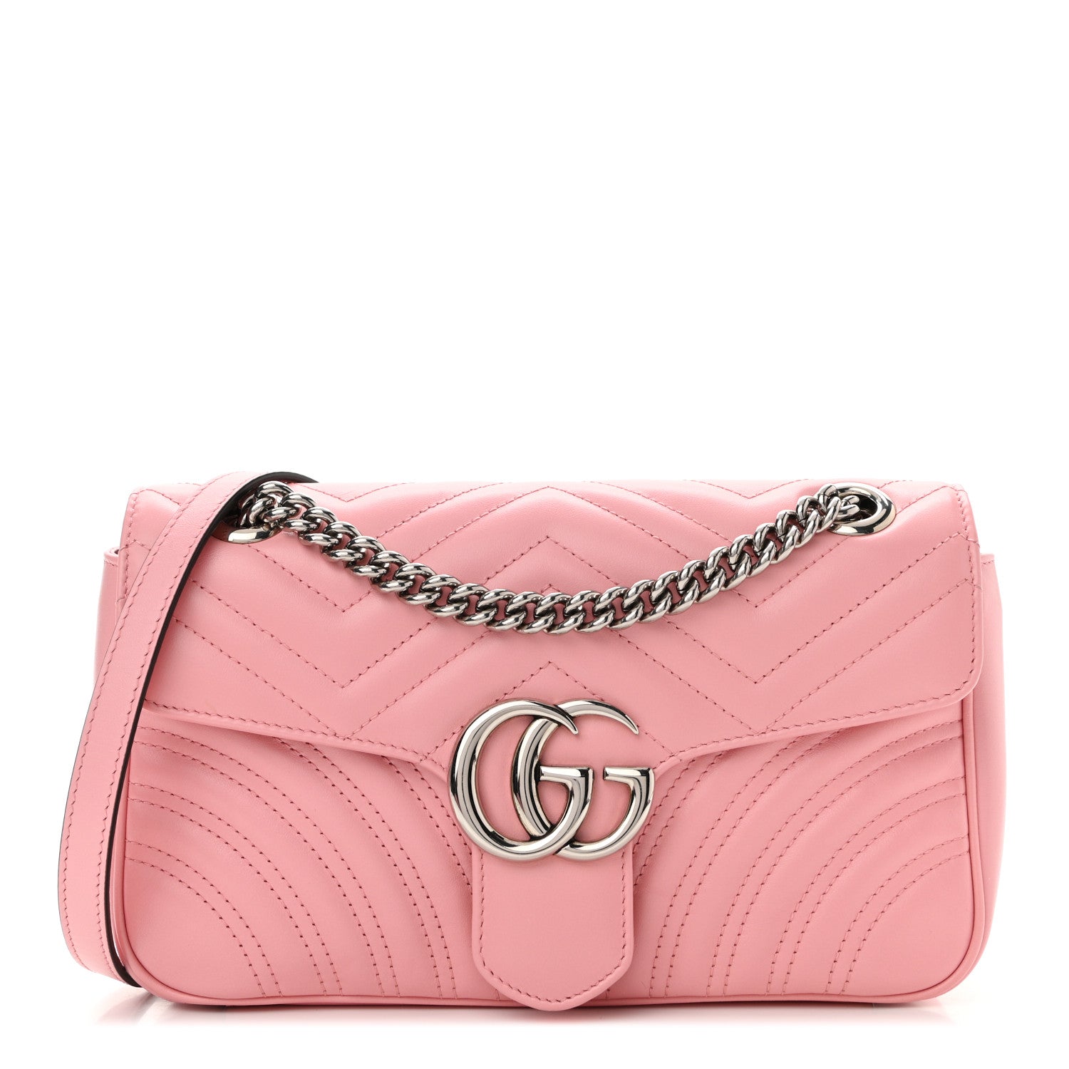 Gucci Calfskin Matelasse Small GG Marmont Shoulder Bag Wild Rose 1 of 9