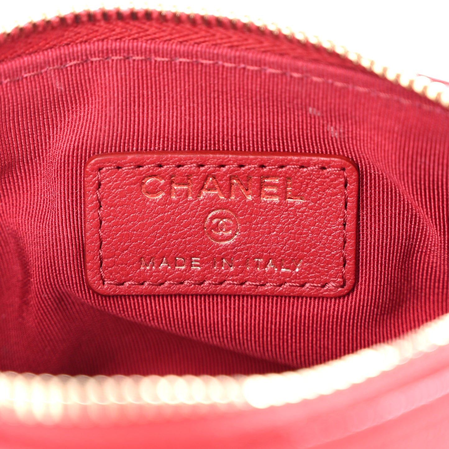 Sheepskin Quilted Small Mademoiselle Vintage Zip Pouch Red