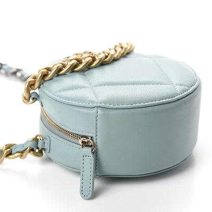 Chanel Goatskin Quilted 19 Round Clutch With Chain Light Blue 4 of 10