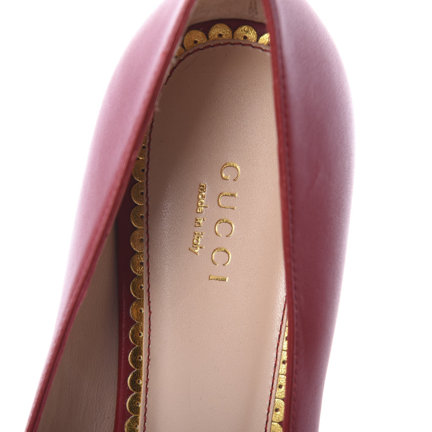 Gucci Nappa Queen Margaret Low Heel Pumps 40 Hibiscus Red 5 of 7