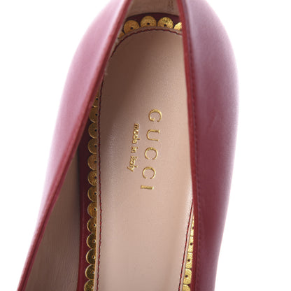 Gucci Nappa Queen Margaret Low Heel Pumps 40 Hibiscus Red 5 of 7