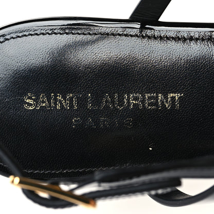 Saint Laurent Patent Calfskin Cassandra Monogram Sandals 38.5 Black 8 of 9