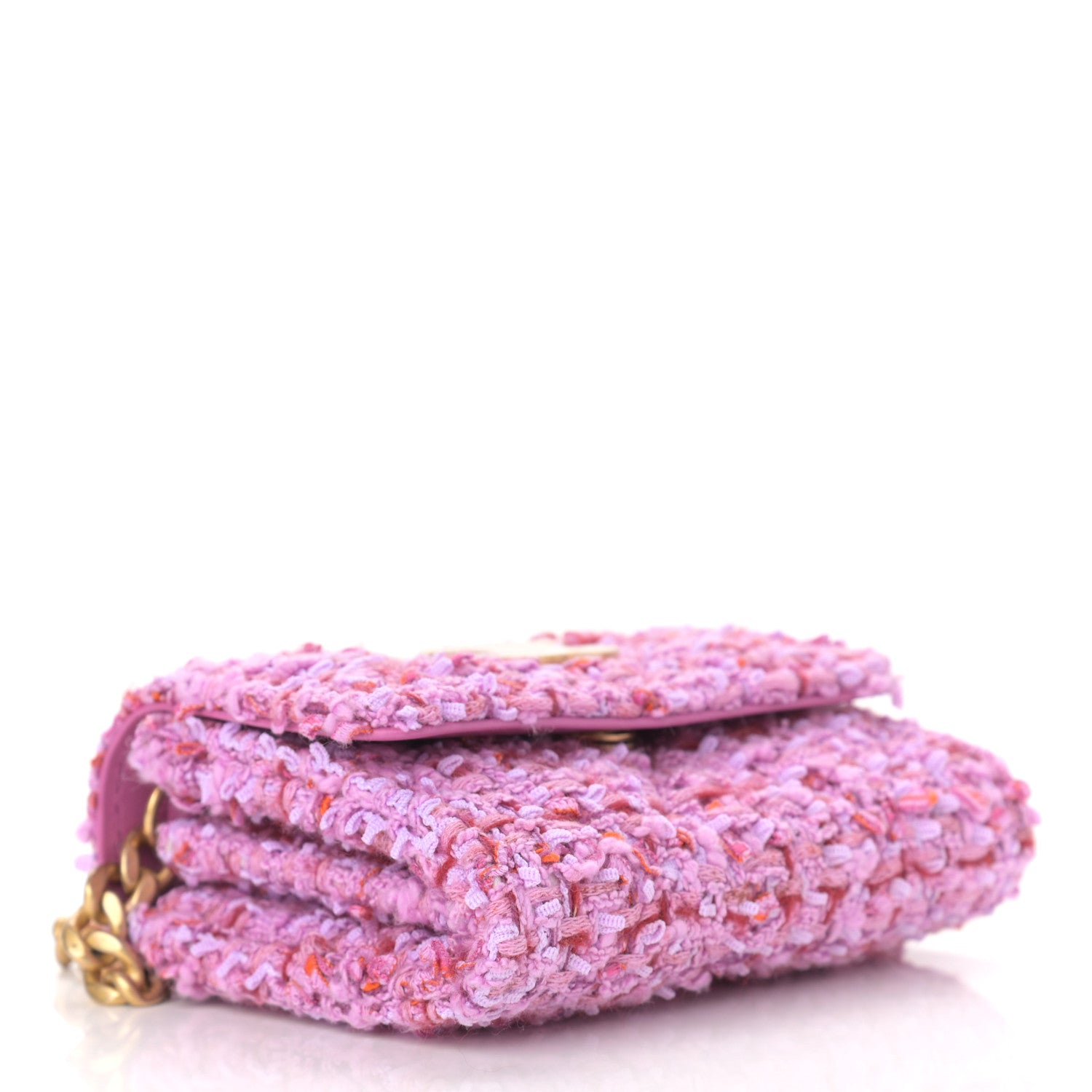 Chanel Tweed Enamel Quilted Pending CC Card Holder On Chain Light Purple Pink Red 4 of 12