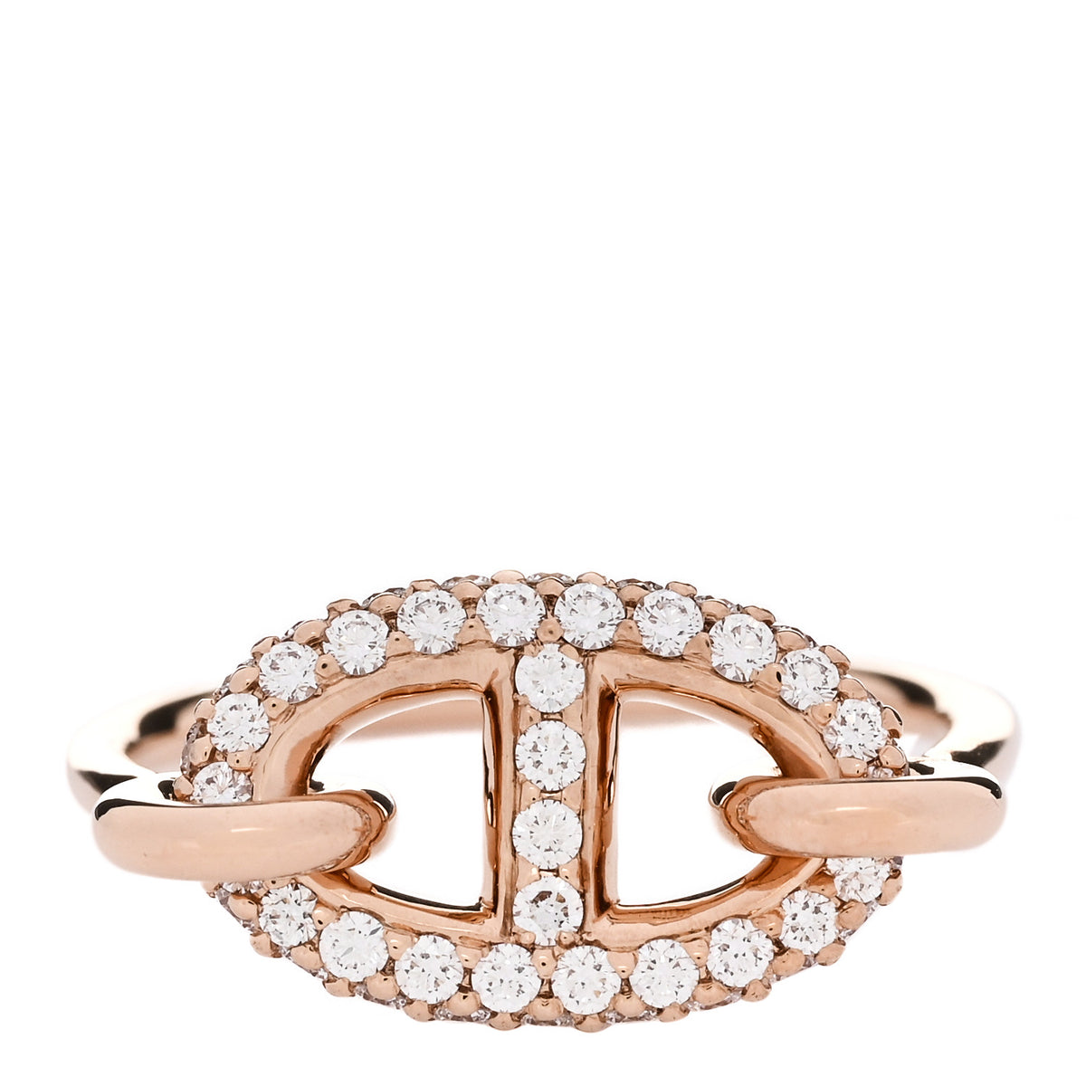 Hermes 18K Rose Gold Diamond Farandole Ring 50 5.5 1 of 5