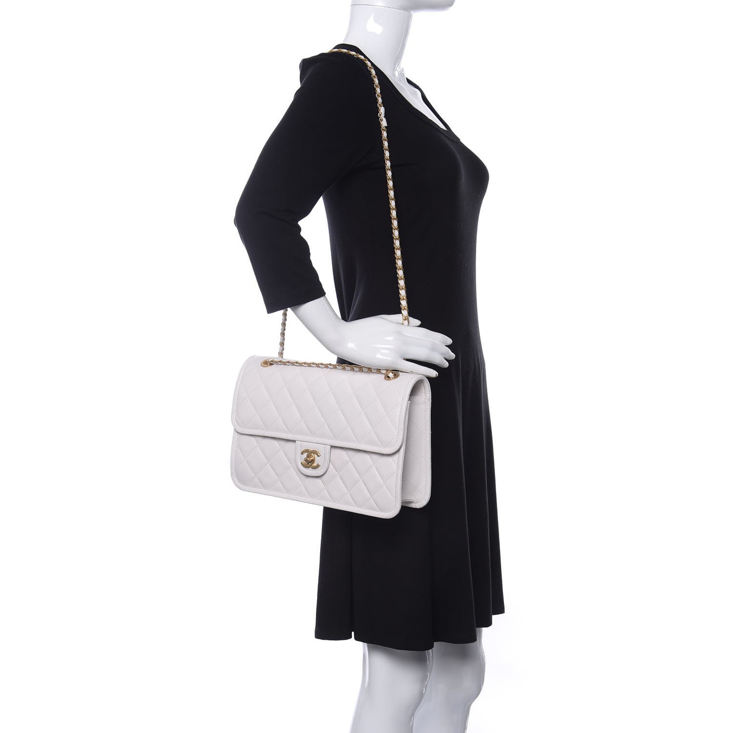 Caviar Quilted Large Sweet Classic Flap White