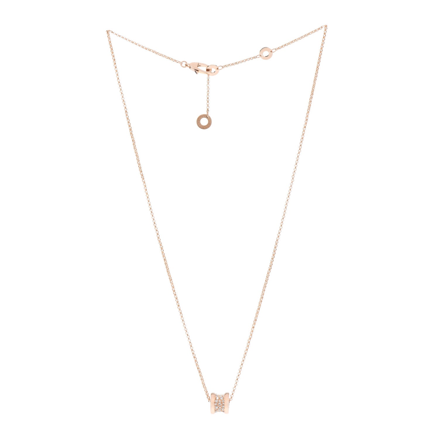 Bulgari 18K Rose Gold Diamond Small B.Zero1 Pave Pendant Necklace 3 of 7