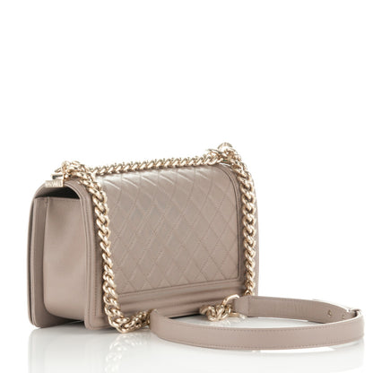 Chanel Caviar Quilted Medium Boy Flap Dark Beige 3 of 7