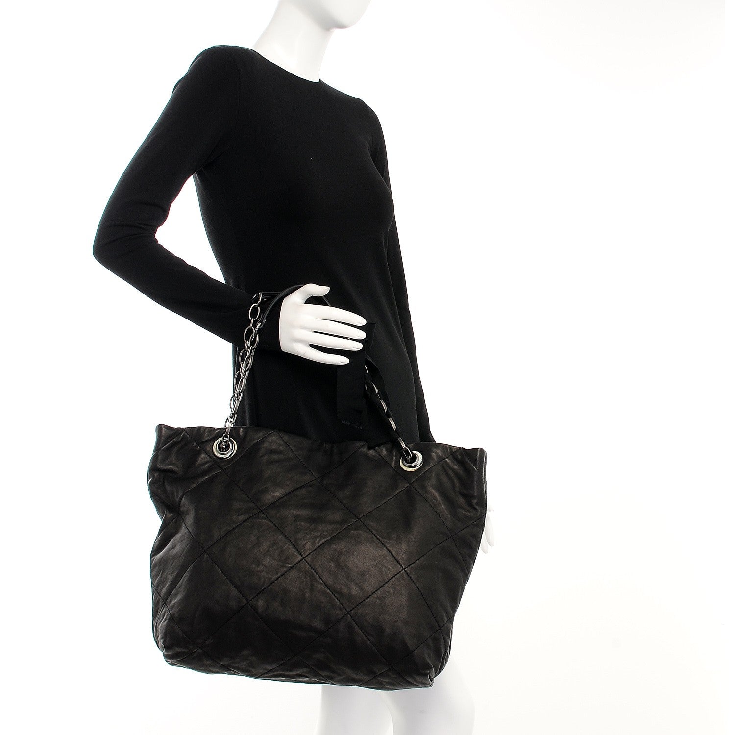 Lanvin Lambskin Quilted Large Amelia Tote Black 2 of 6