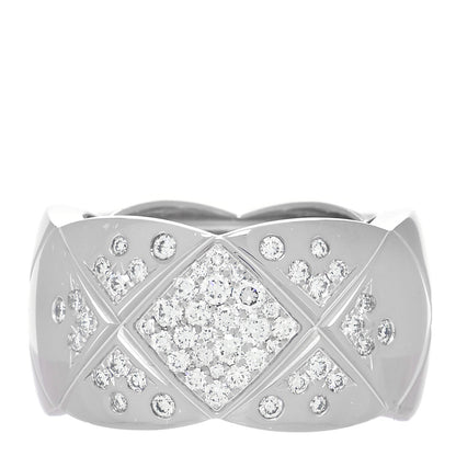Chanel 18K White Gold Diamond Large Coco Crush Ring 49 5 1 of 4