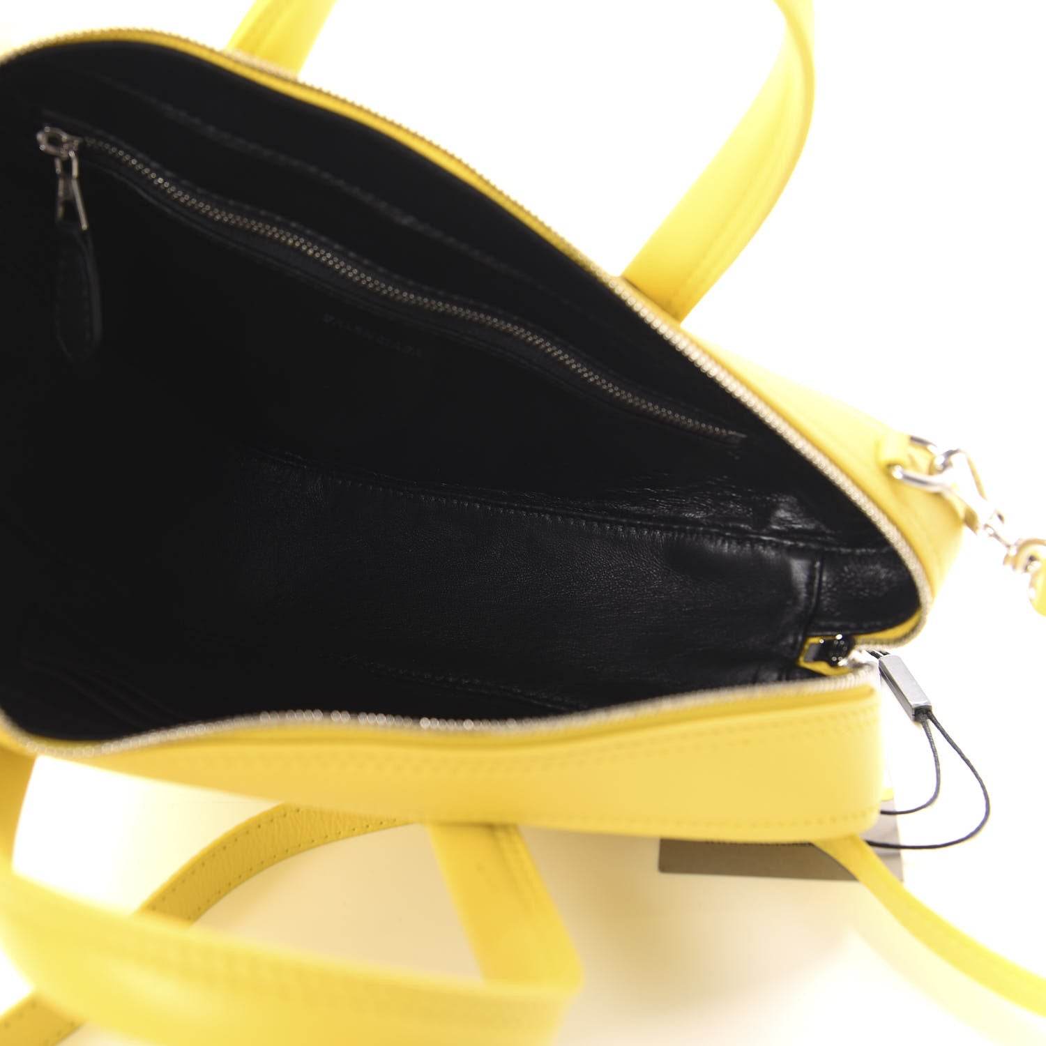 Balenciaga Shiny Day Calfskin Logo XS Triangle Duffle Jaune Black 5 of 9
