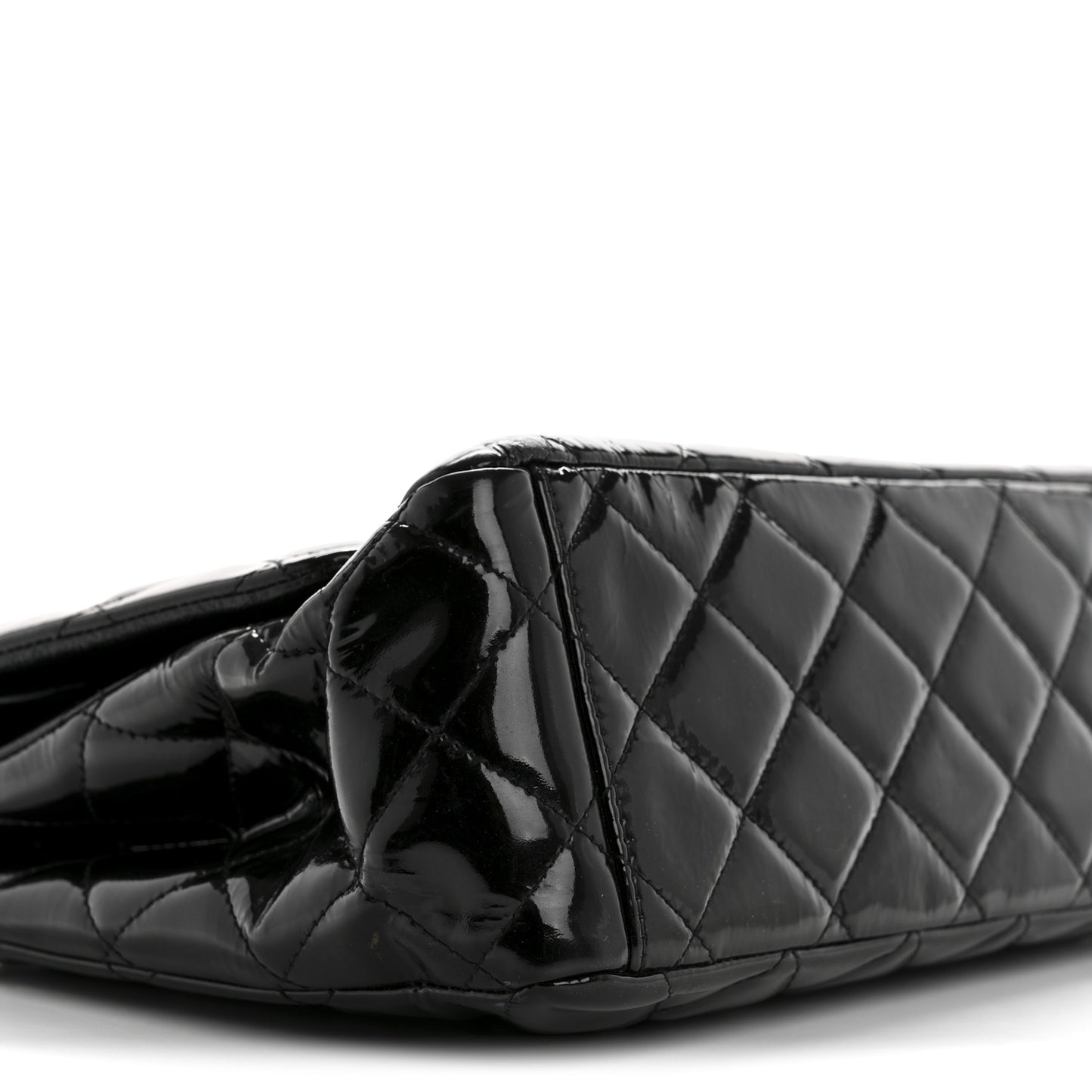 Patent Quilted Maxi Double Flap Black