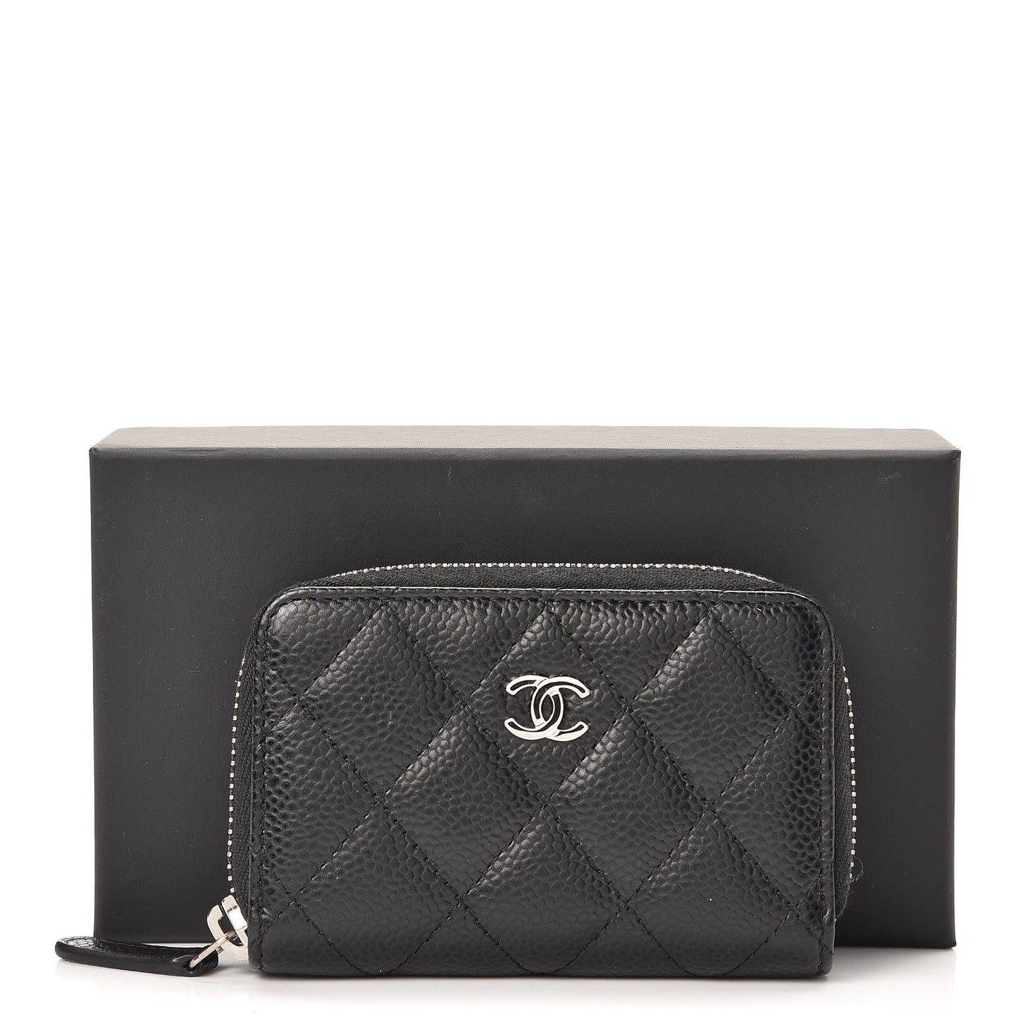 Caviar Quilted Zip Coin Purse Black